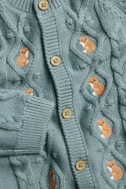 Baby cable-knit fox cardigan