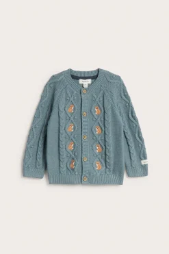 Baby cable-knit fox cardigan