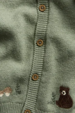 Baby cardigan with embroidered bear