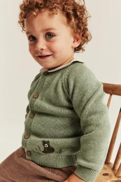 Baby cardigan with embroidered bear
