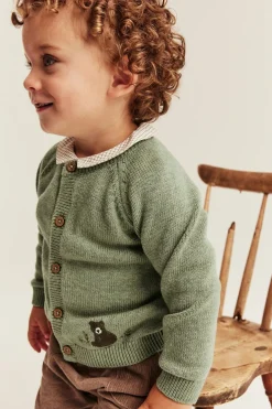 Baby cardigan with embroidered bear