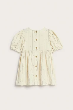 Baby cream striped dress with sailboats