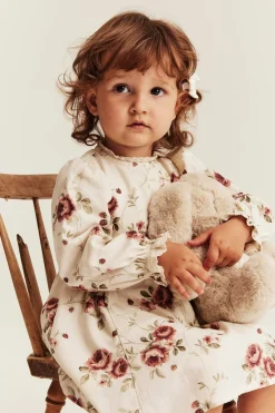 Baby floral dress with lace collar