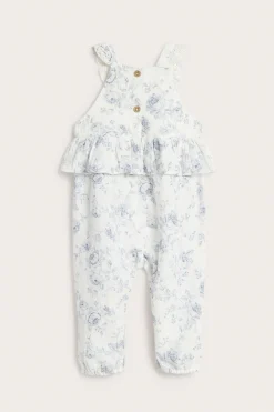Baby floral dungarees with frill