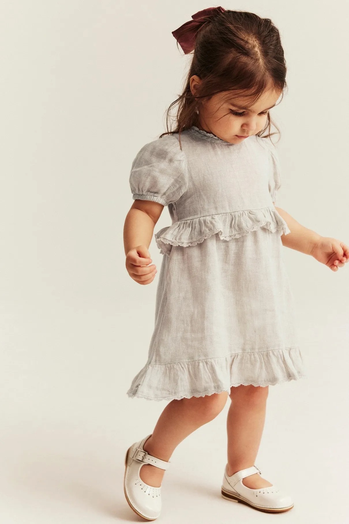 Baby frilled linen dress