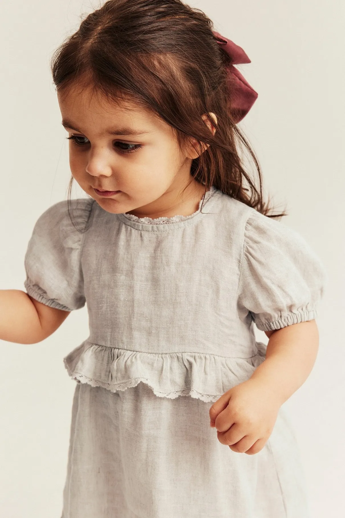 Baby frilled linen dress