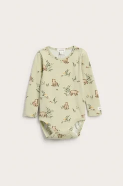Baby green bodysuit with bear print