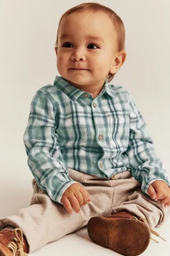 Baby green checked shirtbodysuit