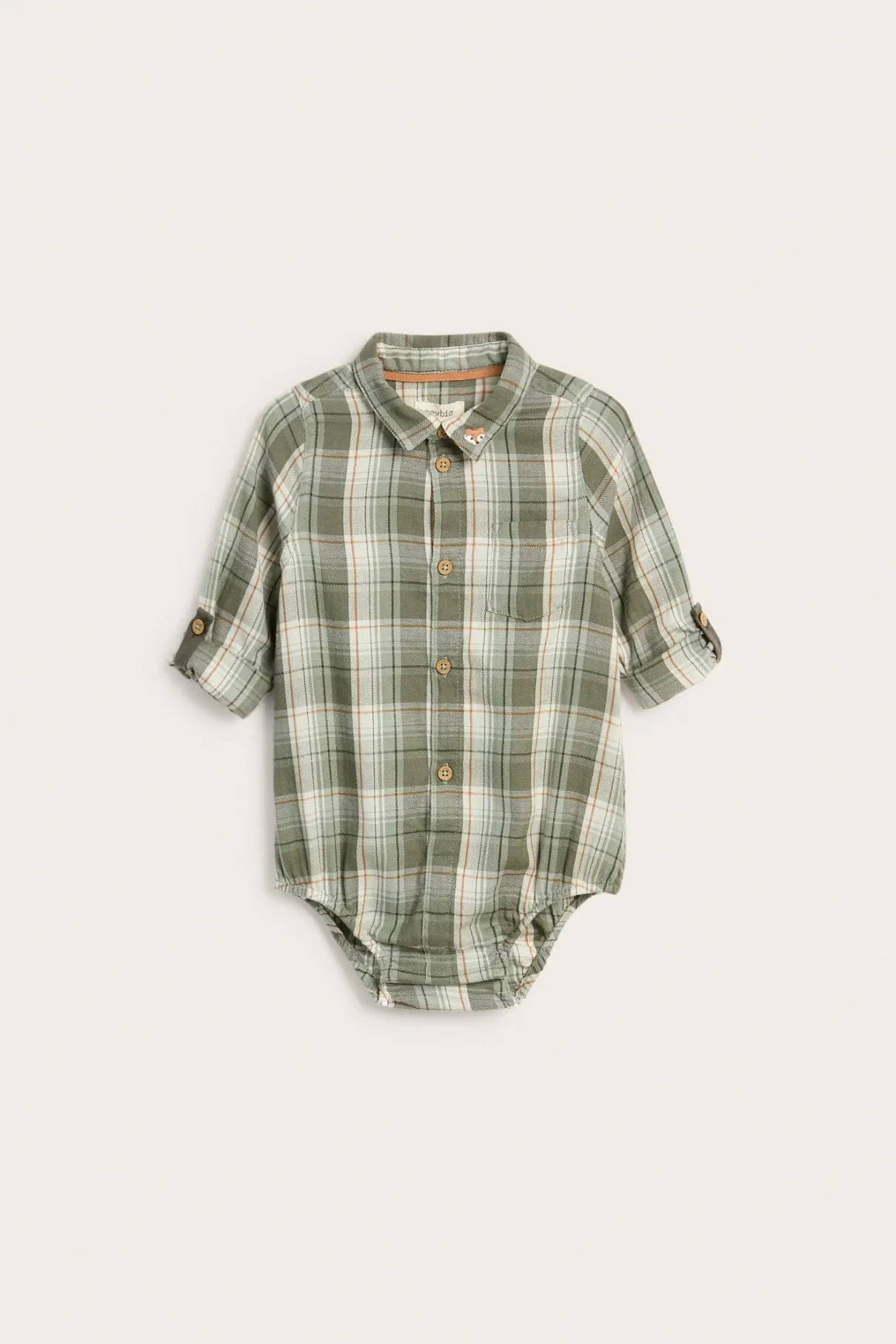 Baby green checked shirt bodysuit