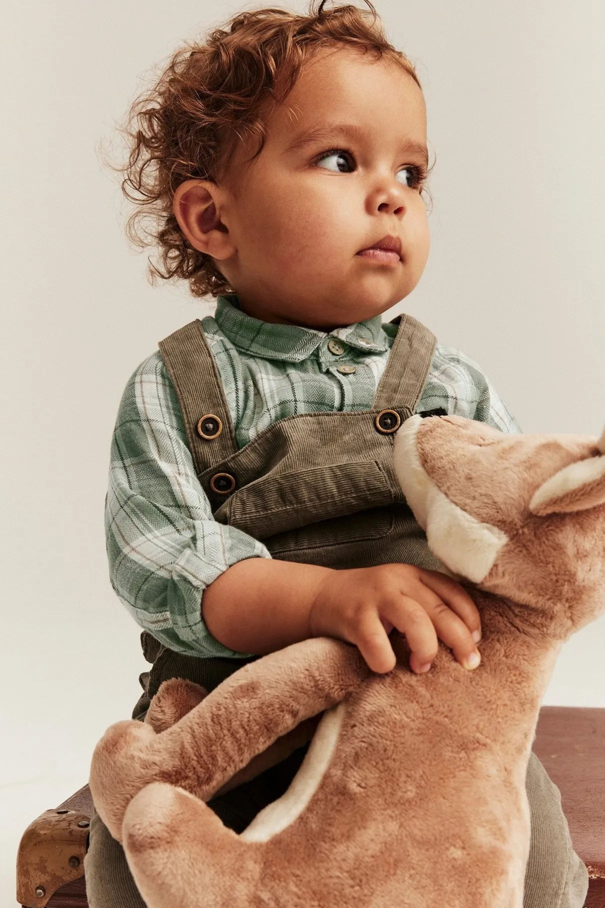 Baby green checked shirt bodysuit