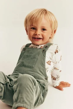 Baby green corduroy dungarees