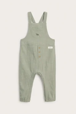 Baby green dinosaur dungarees