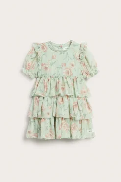 Baby green floral chiffon dress