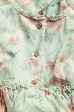 Baby green floral chiffon dress
