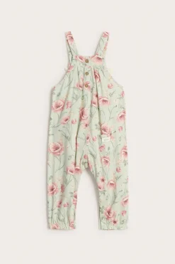 Baby green floral dungarees