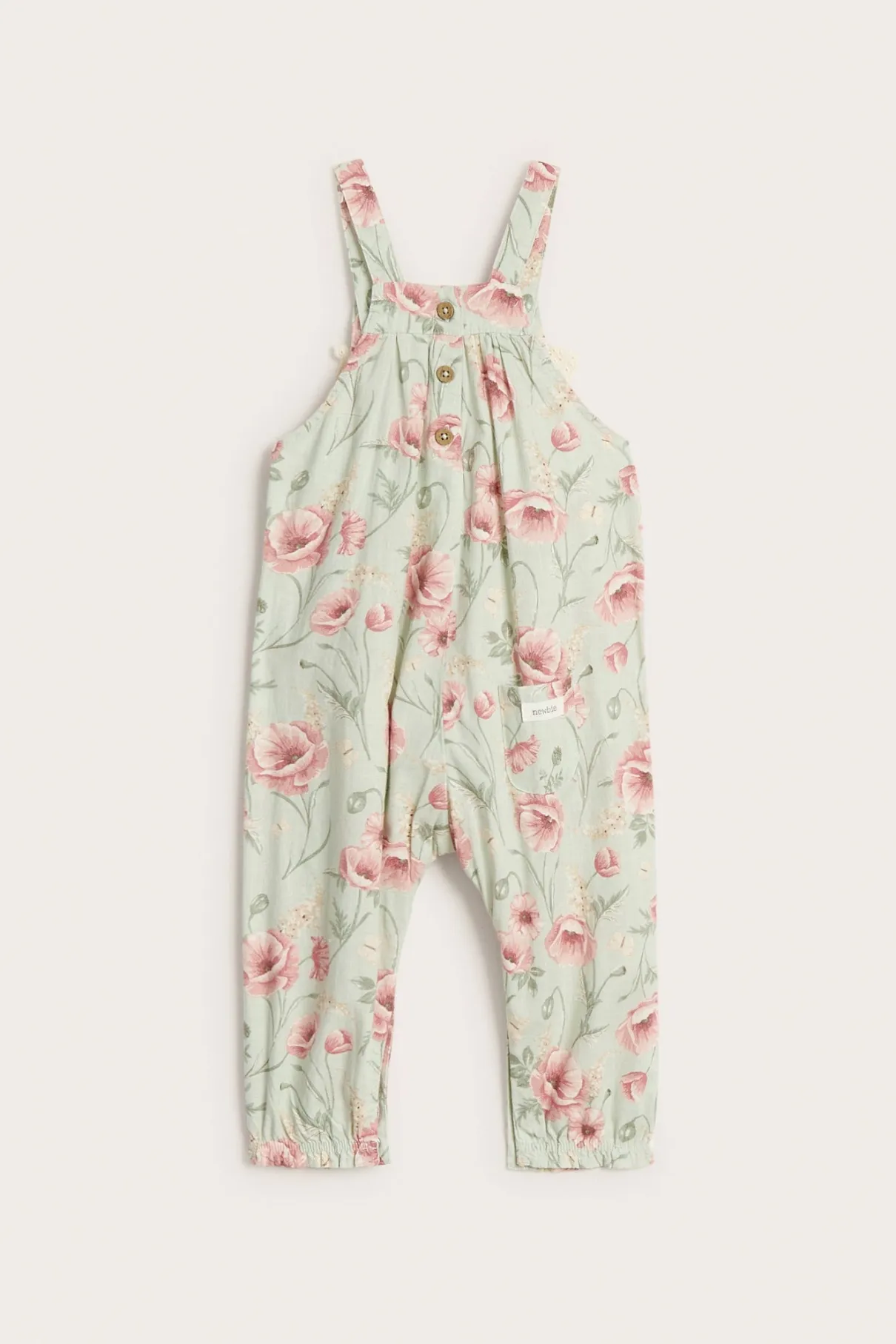 Baby green floral dungarees