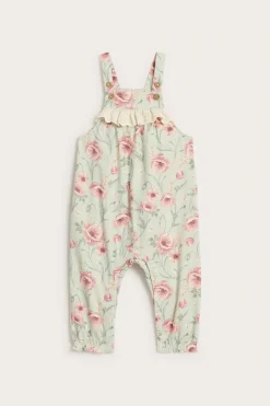 Baby green floral dungarees