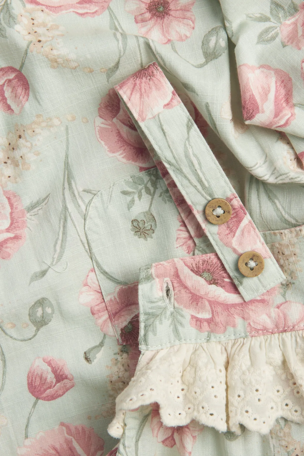 Baby green floral dungarees