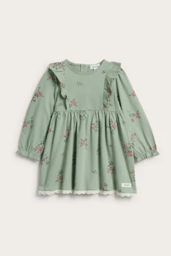 Baby green floral frilled dress