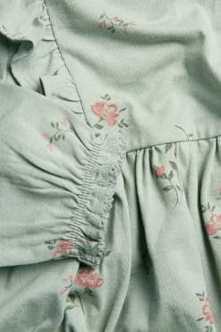 Baby green floral frilled dress