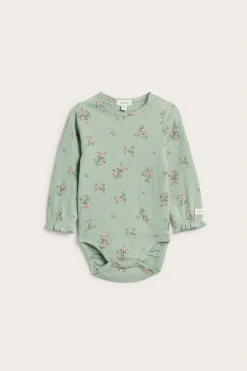 Baby green floral ribbed bodysuit
