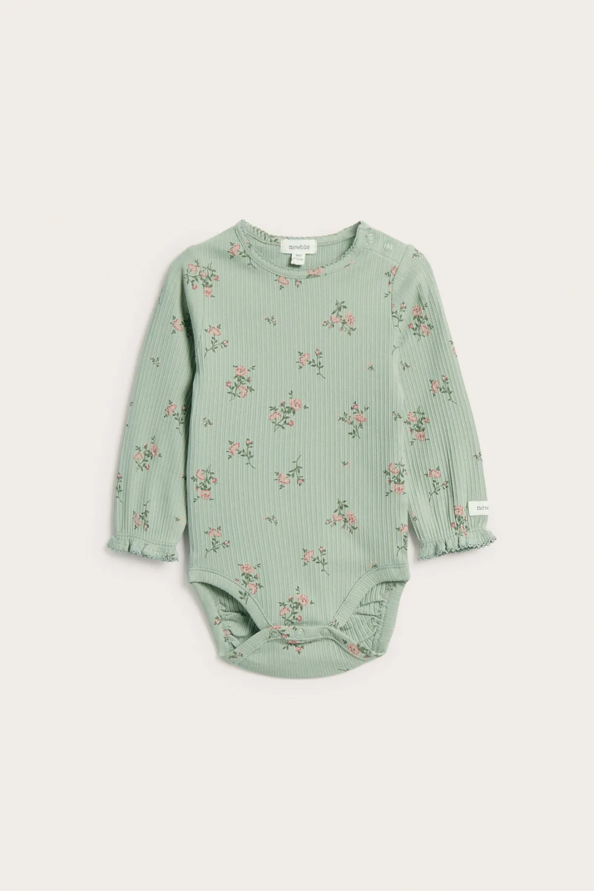 Baby green floral ribbed bodysuit