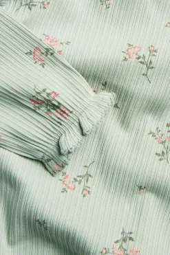 Baby green floral ribbed bodysuit