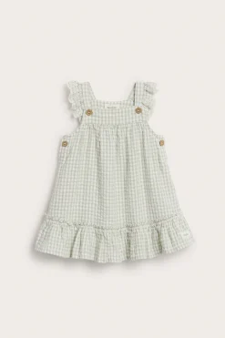 Baby green gingham dress with frills