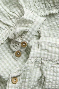 Baby green gingham dress with frills