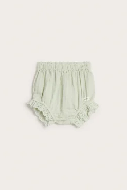 Baby green puff shorts with frill