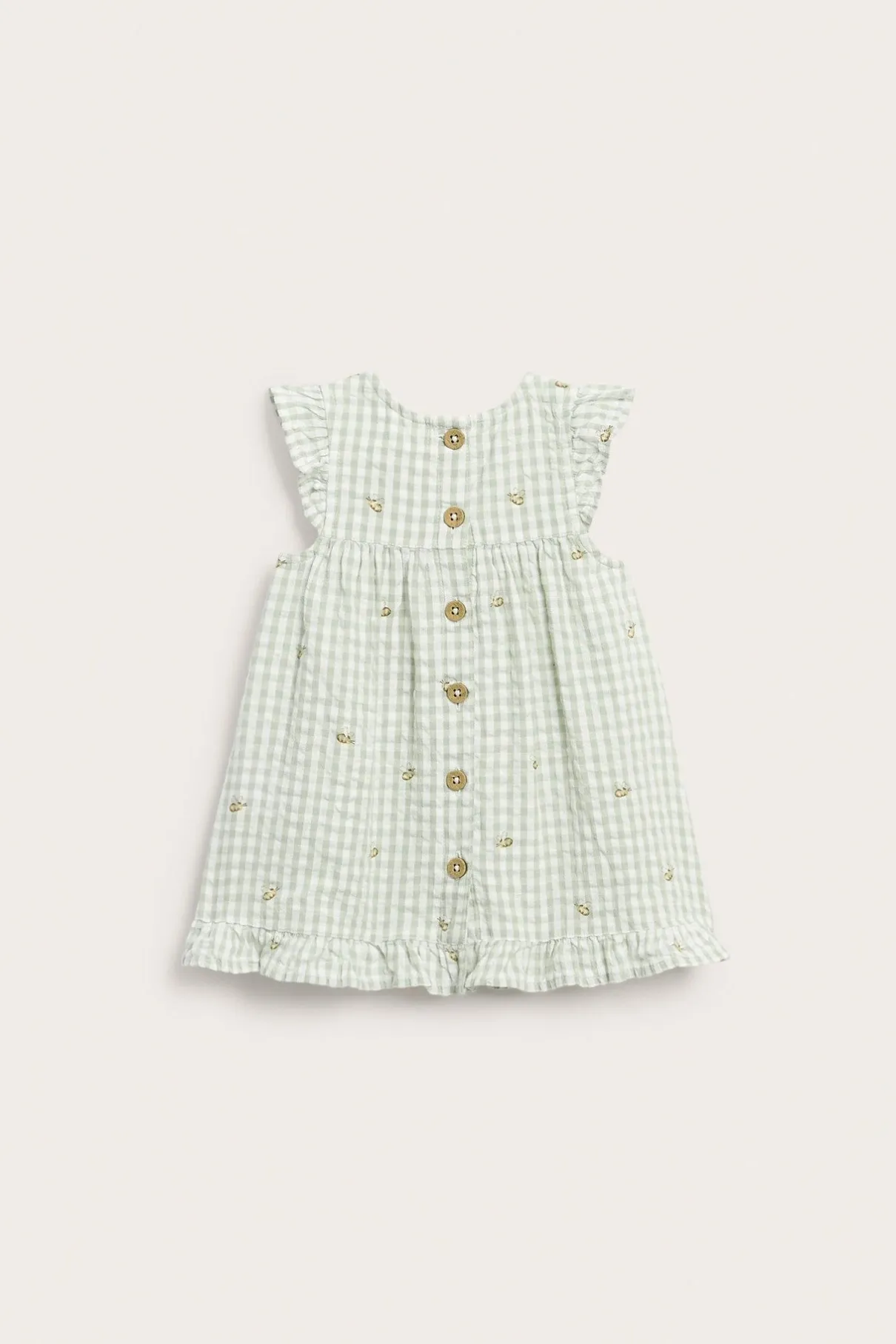Baby green short‑sleeved checked dress