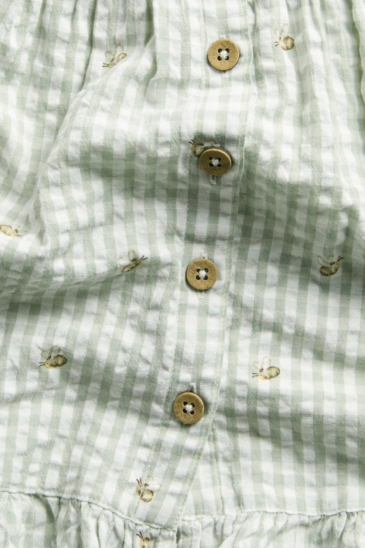 Baby green short‑sleeved checked dress