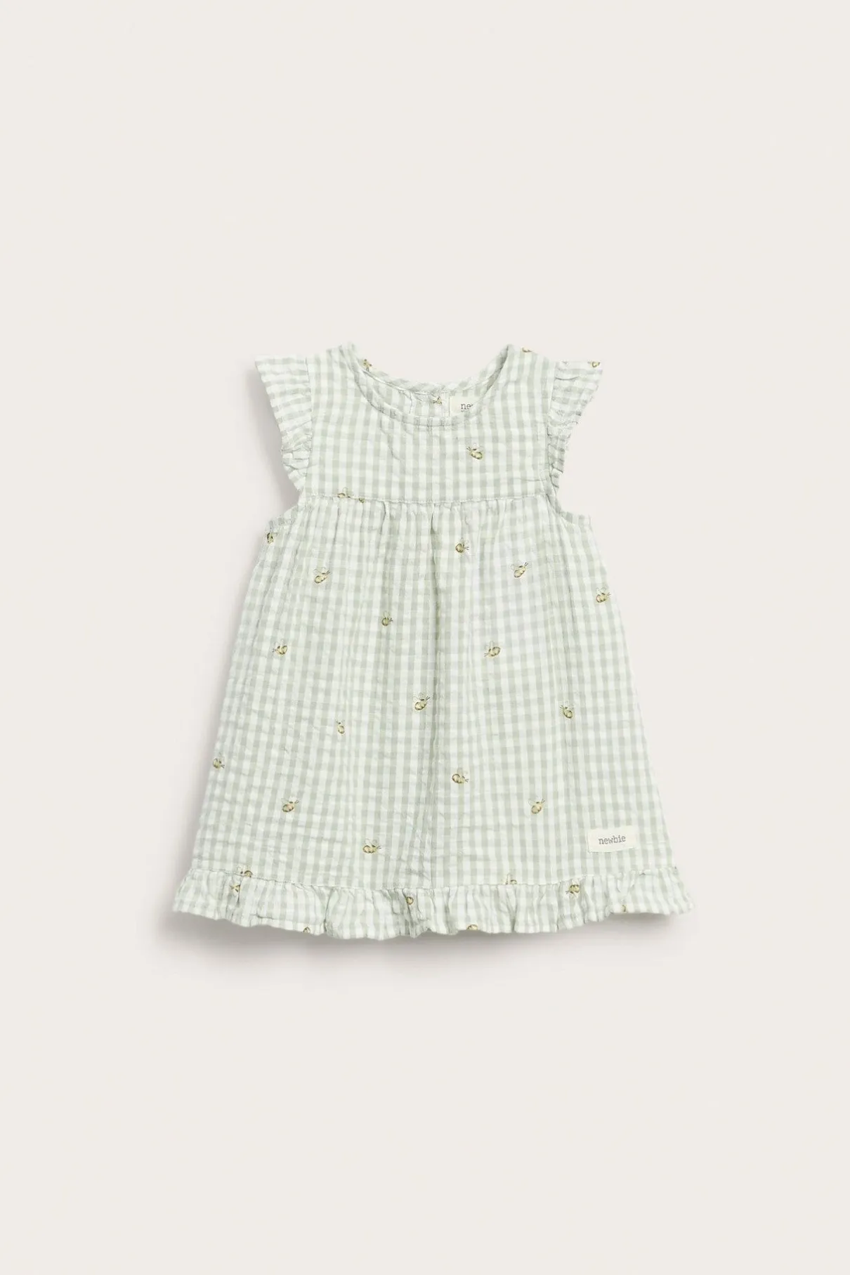 Baby green short‑sleeved checked dress
