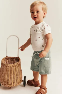 Baby green slub tricot shorts