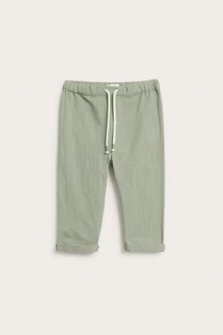 Baby green textured woven trousers