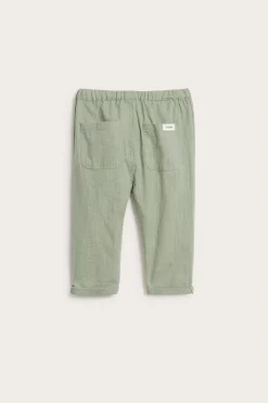 Baby green textured woven trousers