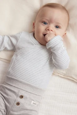 Baby grey striped wrap bodysuit