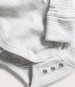 Baby grey striped wrap bodysuit