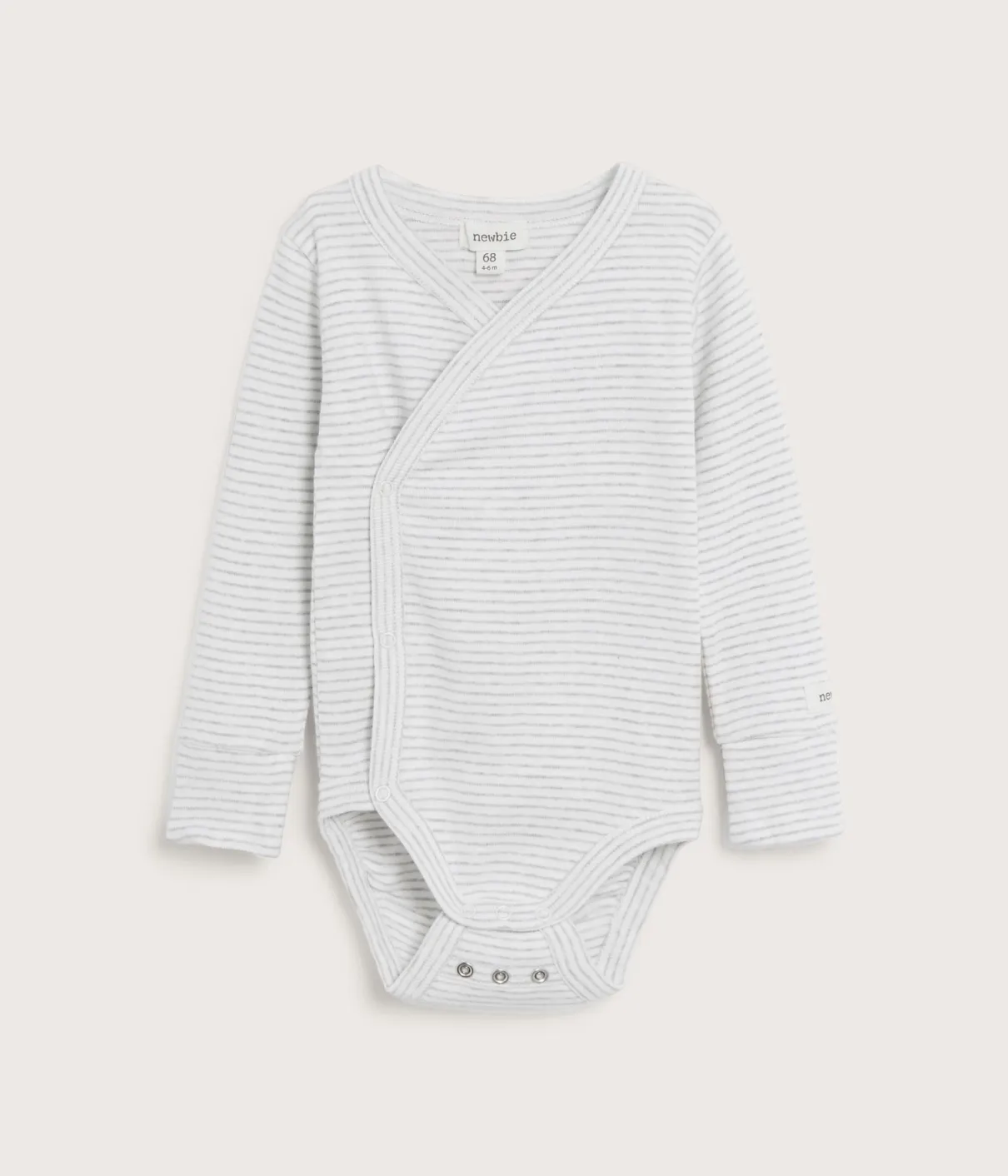 Baby grey striped wrap bodysuit