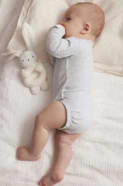 Baby grey striped wrap bodysuit