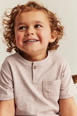 Baby & kids’ beige T-shirt in slub jersey with pocket