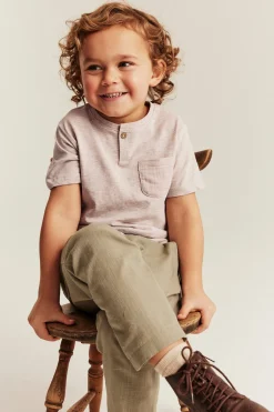 Baby & kids’ beige T-shirt in slub jersey with pocket