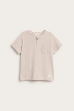 Baby & kids’ beige T-shirt in slub jersey with pocket
