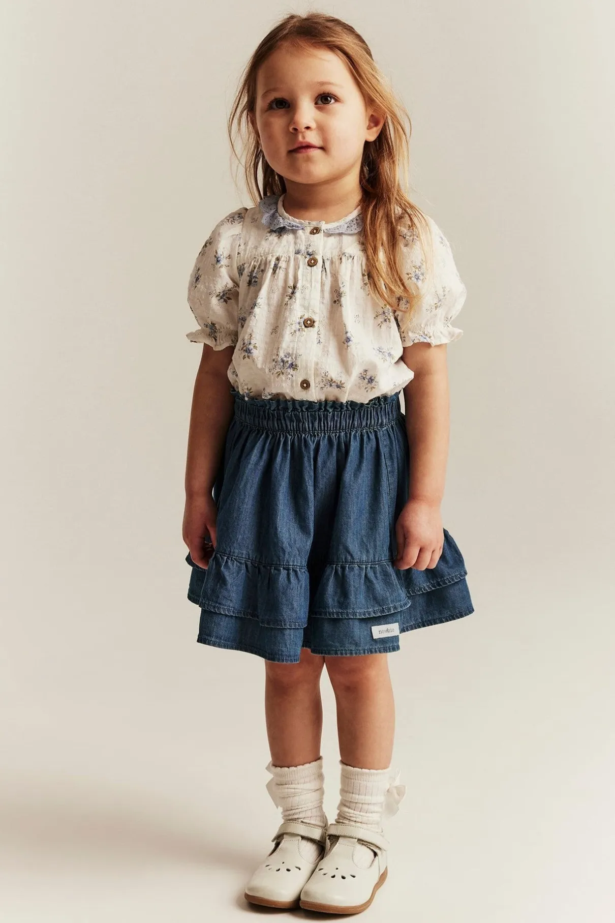 Baby & kids' blue denim skirt with frills