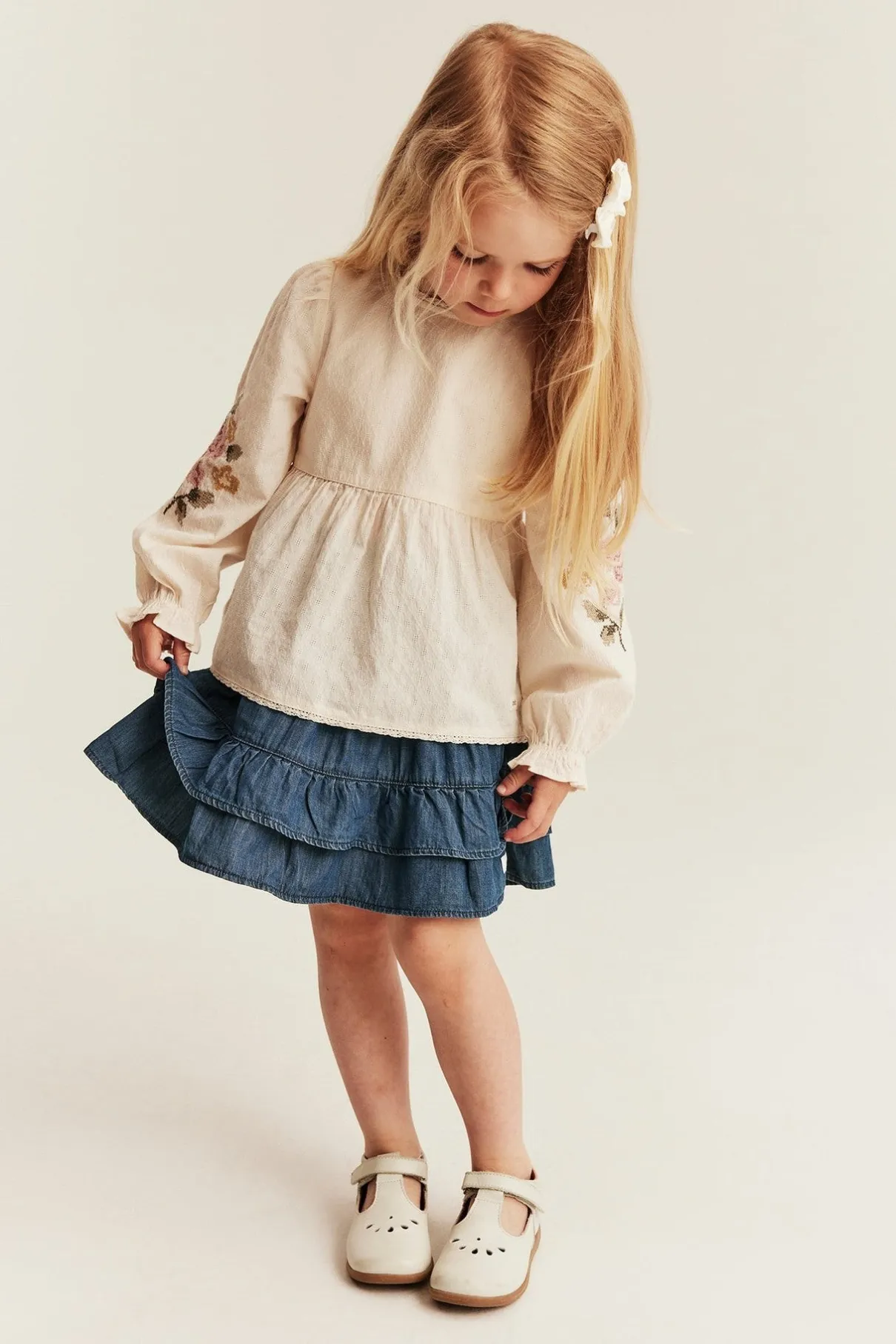 Baby & kids' blue denim skirt with frills