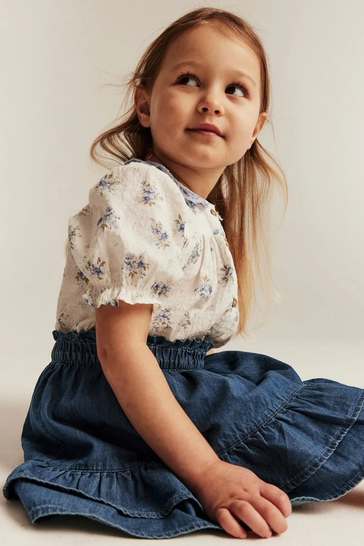 Baby & kids' blue denim skirt with frills