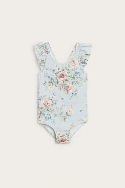 Baby & kids' blue floral frill swimsuit