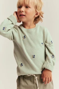 Baby & kids green knitted jumper with blueberries