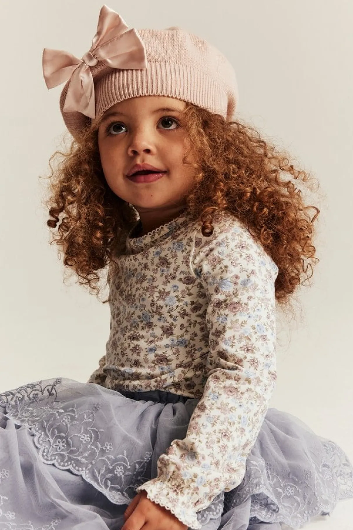 Baby & kids pink beret with bow