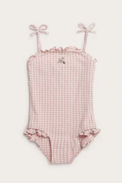 Baby & Kids pink checked floral swimsuit